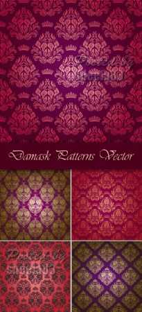 Red Damask Patterns Vector